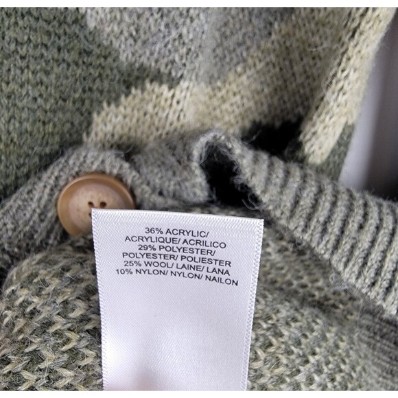 Lucky Brand Sweater Women's Sz S Green Camouflage Wool Blend Button Up Cardigan - Picture 6 of 8